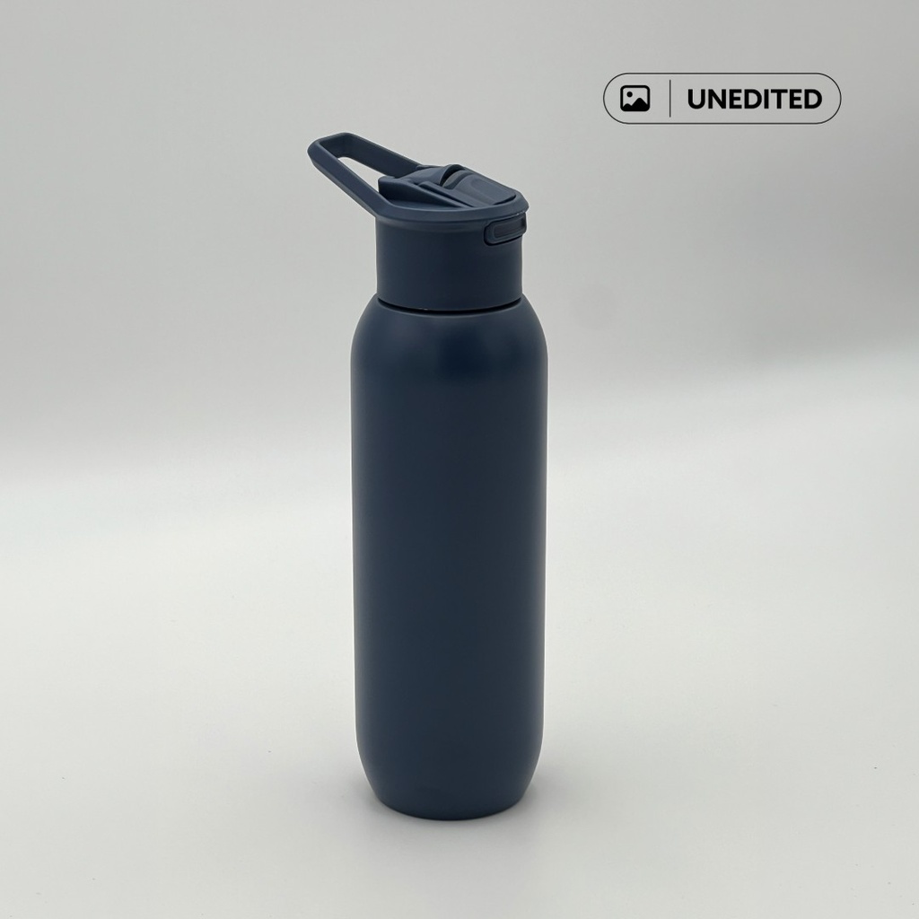 TOLEDO - Hans Larsen Double Wall Bottle with Straw  600 ml - Navy Blue