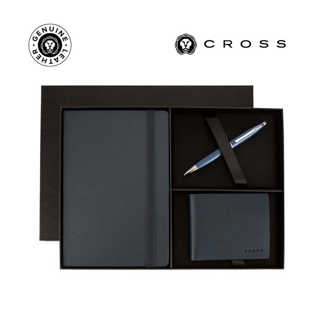 Cross Calais™ Ballpoint Pen with Notebook and Coin Wallet Gift Set - Blue