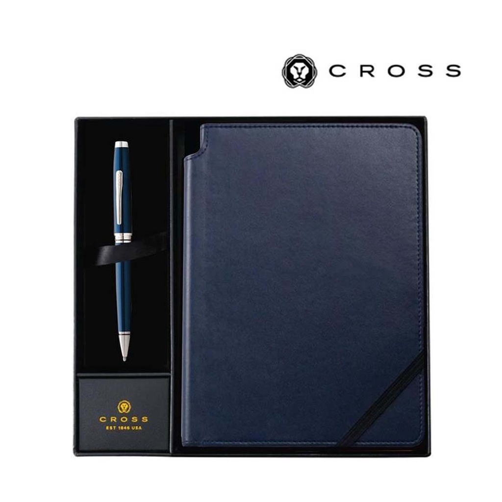 Cross Coventry Blue Lacquer Ballpoint Pen with Classic Blue Journal Gift Set