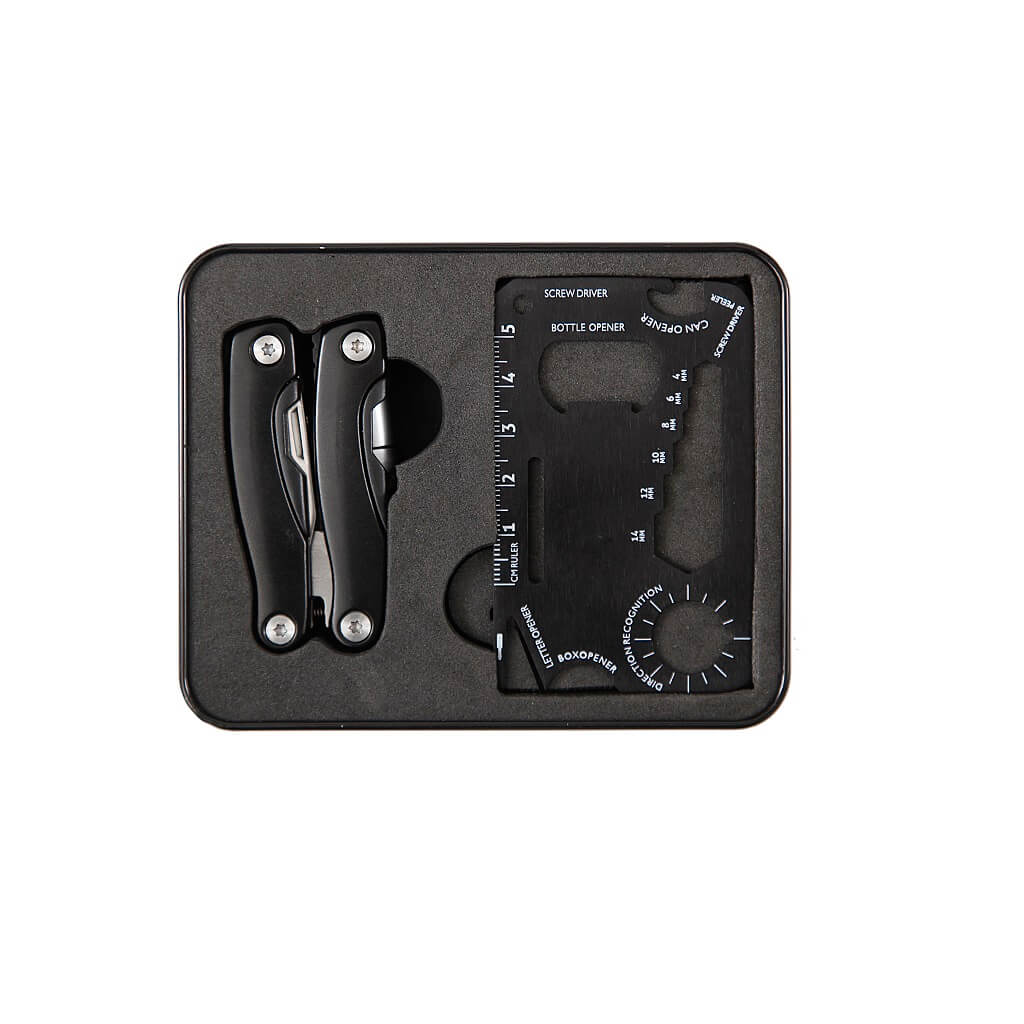 MTGS 210 طقم الأدوات كريتاك جيفتولوجي 9 في 1 ادوات متعدد الاعراض مع انارة ال اي دي & 18 في 1 ادوات المحفظة (صندوق اسود)