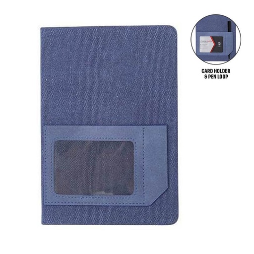 [NBSN 5363] ADANA - Santhome Recycled Canvas A5 Hard Cover Notebook with PU Pocket - Navy