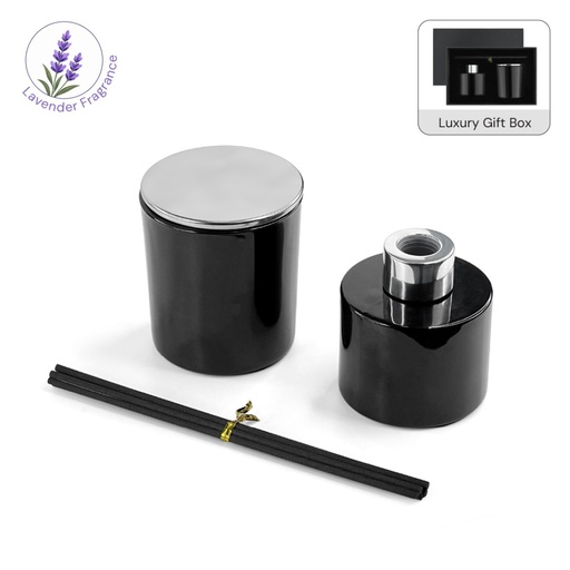 [GSGL 9638] PROVENCE - Lavender Scented Candle and Diffuser Set - Black